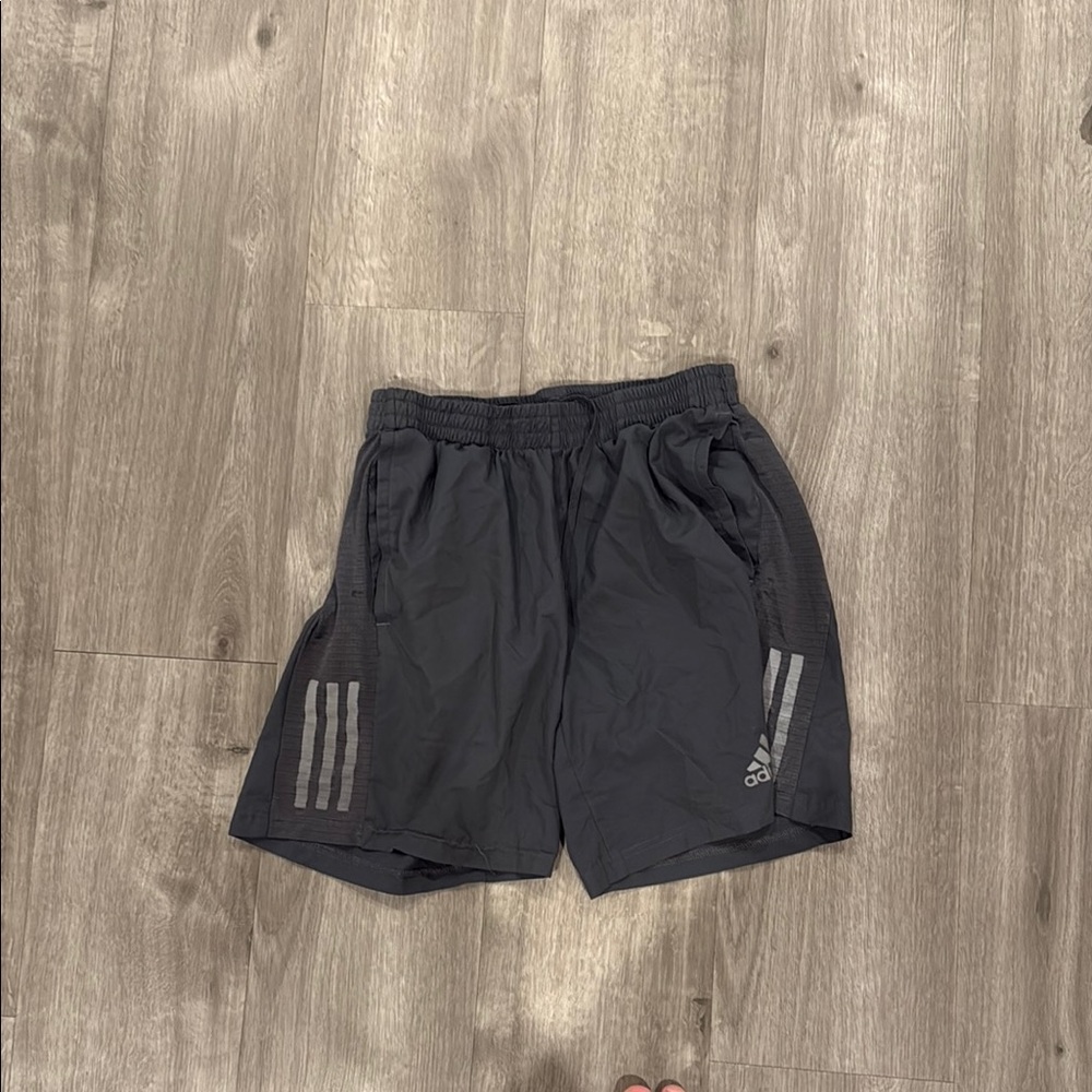 Adidas Gray Athletic Shorts with Reflective Accents